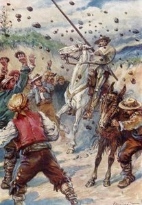 彼らはドン・キホーテに石のシャワーを浴びせました 作： Paul Hardy