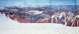フランス・アルプス山脈のエクリンスキー山脈にあるペルヴー山頂の全景（グラビア）（404291も参照 作： Paul Helbronner