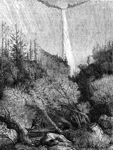 滝、ヨセミテ国立公園、カリフォルニア、19世紀。 作： Paul Huet