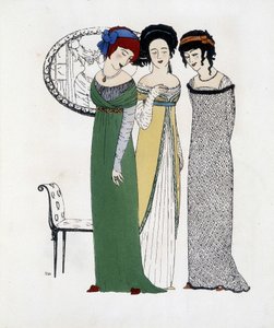 ポール・ポワレのクリエイション ポール・イリベが描いた「Les Dresses de Paul Poiret」より。1908