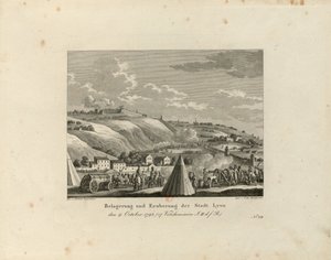 リヨン市の包囲と奪取: 1793 年 10 月 9 日、1816 年から 1818 年。 作： Paul Jacob Laminit