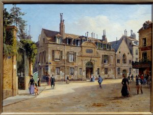 パリのラスペード通りにある旧パイ病院の眺め ヴィクトル・ダルゴー（1850年頃～1913年頃）の絵画 1904年 日。0.24 x 0.38 m パリ、カルナヴァレ美術館