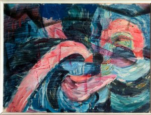 小川のほとりに到着し、橋を架ける - 絵画 作： Paul Klee