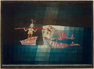 幻想的なコミック オペラ「船乗り」の戦闘シーン、1923 年。 作： Paul Klee