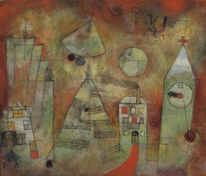 四分の一から十二の運命の時間三四十二十二の運命の時間、1922年。 作： Paul Klee