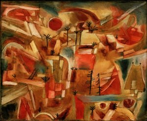 岩の多い風景（ヤシの木とモミの木） 作： Paul Klee