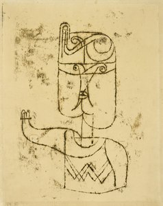 数学的イメージ。 1919年（紙にオイル転写図、厚紙に台紙） 作： Paul Klee