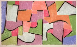 Overland (Uberland) 1937 (リネンにパステル) 作： Paul Klee