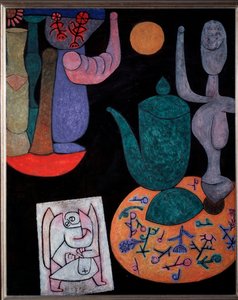 黒の背景 - 絵画のある静物 作： Paul Klee