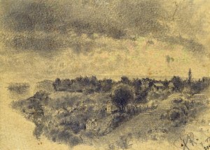 無題（ベルン、ローゼンガルテンの眺め）1897年（紙に鉛筆とブラシ） 作： Paul Klee