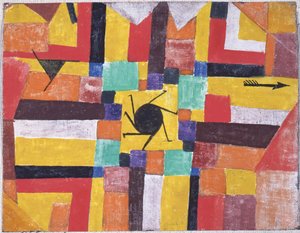 回転する黒い太陽と矢とともに、1919 年。 作： Paul Klee