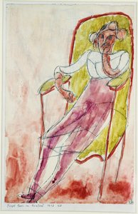 肘掛け椅子の若い女性 作： Paul Klee