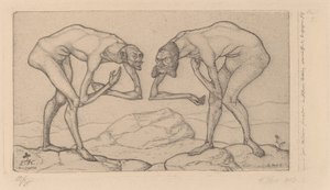 お互いがより高い地位にあると信じている二人の男が出会う 作： Paul Klee