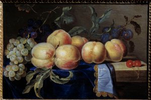 静物画、ペーチ。ポール・リエジョワの絵画（17世紀） 日0,31x0,47 m ルーアン、ミュゼ・デ・ボザール 作： Paul Liegeois