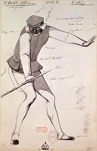 ヘクターベルリオーズ（1803-69）による「ベンヴェヌートチェッリーニ」のアクロバットの衣装デザイン、1838年（ペンとインク、紙の上で洗う）