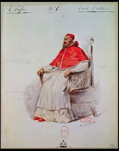 ヘクターベルリオーズ（1803-69）による「ベンヴェヌートチェッリーニ」の教皇クレメンス7世の衣装デザイン1838（紙に洗う） 作： Paul Lormier
