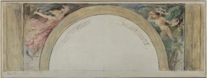 パリ市立美術館のエントランスホールのスケッチ：文学と美術 作： Paul Louis Delance