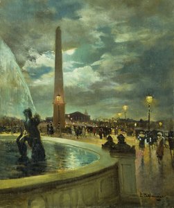 コンコルド広場（油彩・板） 作： Paul Marcel Balmigere