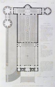 コンスタンティヌス帝が建てた旧バジリカの復元配置図、バチカンとサン・ピエトロ大聖堂の刻印 作： Paul Marie Letarouilly