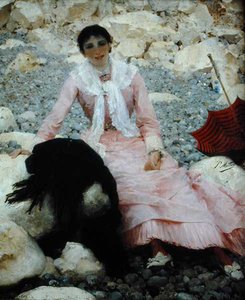 浜辺に立つ作家の妻の肖像（油彩・キャンバス） 作： Paul Mathey