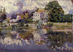 公園の片隅（油彩・ボード） 作： Paul Mathieu