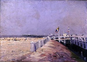 オステンドの小さな浜辺」（油彩・ボード） 作： Paul Mathieu