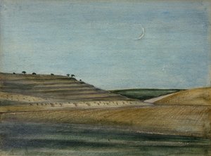 彼らの丘（鉛筆、色クレヨン、水彩） 作： Paul Nash