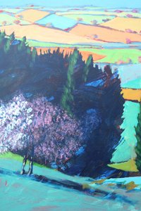 テム渓谷の花のクローズアップ1（アクリル、ボード 作： Paul Powis