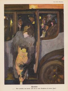夜の外出の後、家に帰るために車に乗る女性（カラーリソ） 作： Paul Rieth
