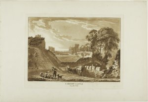 ウェールズ十二景より2枚目、西からのカーディフ城 作： Paul Sandby