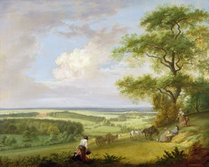 ハンプシャーのハックウッドパーク（キャンバスに油彩） 作： Paul Sandby