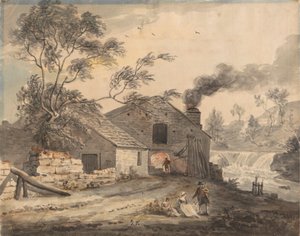 ウェストモーランド、ケント川沿いのアイアン フォージ 作： Paul Sandby