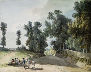 トンブリッジへの道：道のそばのバンドで休む旅行者、 作： Paul Sandby
