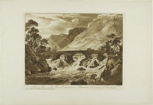 Denbigh 郡の Llanrwst の上流にある Conway 川に架かる Pont y Pair 作： Paul Sandby