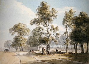 パウダー・マガジン、ハイド・パーク（紙に鉛筆の上に水彩画） 作： Paul Sandby