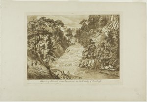 Denbigh の国の Llanrwst の近くの Rhaidr-y Wennel 作： Paul Sandby