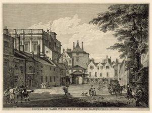 バンケットハウスの一部があるスコットランドヤード 作： Paul Sandby