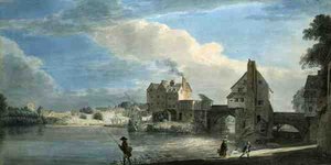 The Old Bridge at Shrewsbury （水彩・紙） 作： Paul Sandby