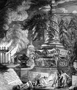 エフェソスの神殿の焼却、1753年 作： Paul Sandby
