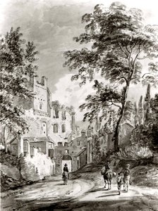 町に入る旅行者、1751-1809。 作： Paul Sandby