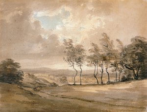 ハムステッド・ヒースの眺め（紙に水彩） 作： Paul Sandby