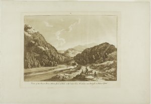 バラから3マイルの地点にあるディー川と、30マイル離れたドルゲリ近くのカダー・イドリス山の眺め（『ウェールズ十二景』第9版より 作： Paul Sandby