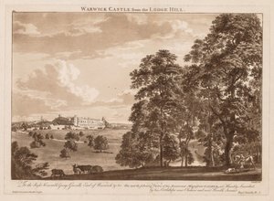 ウォリック城の景色：ロッジヒルからのウォリック城、1776年。 作： Paul Sandby