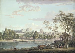 ウィンザー城、テムズ川対岸より（紙に鉛筆、ボディカラー） 作： Paul Sandby