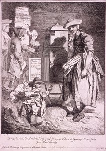 ラリーショーをする女性、ロンドンの叫び、1760 作： Paul Sandby