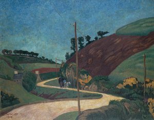 カートのある田舎の駅馬車道 作： Paul Sérusier