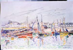 ""La Turballe"" Loire Atlantique の La Turballe の港の帆船。 水彩画 ポール シニャック (1863-1935) 1930年 プーシキン美術館、モスクワ 作： Paul Signac