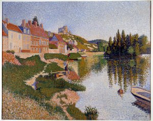 Les Andelys, the bank ポール・シニャック(1863-1935)の絵画 1886 Sun.0,65x0,81 m パリ、オルセー美術館 作： Paul Signac