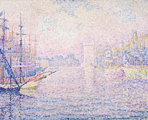 マルセイユ港、朝の霧、1906 作： Paul Signac