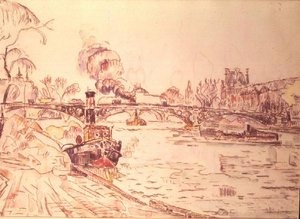 ルーブル美術館とポン・デ・ザールのあるパリ 作： Paul Signac